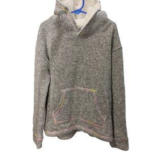 Mudd Girls Grey Sherpa Lined Hooded Pullover Sweater M (10)